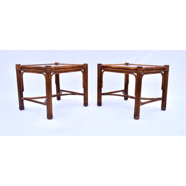 Bamboo Rattan Reed Side Tables, Pair For Sale In Philadelphia - Image 6 of 10
