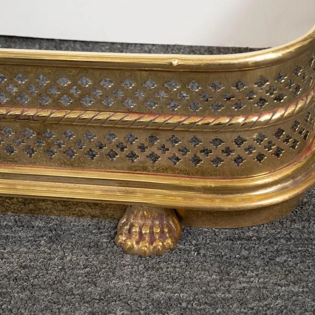 Brass Perforated Brass Fireplace Fender For Sale - Image 8 of 8