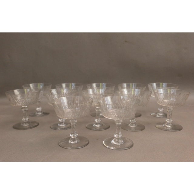 Cut Crystal Champagne Coupes, 1930s, Set of 12 For Sale - Image 4 of 4