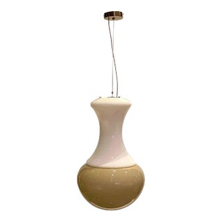Italian 1970s White and Beige Blown Glass Pendant Light For Sale