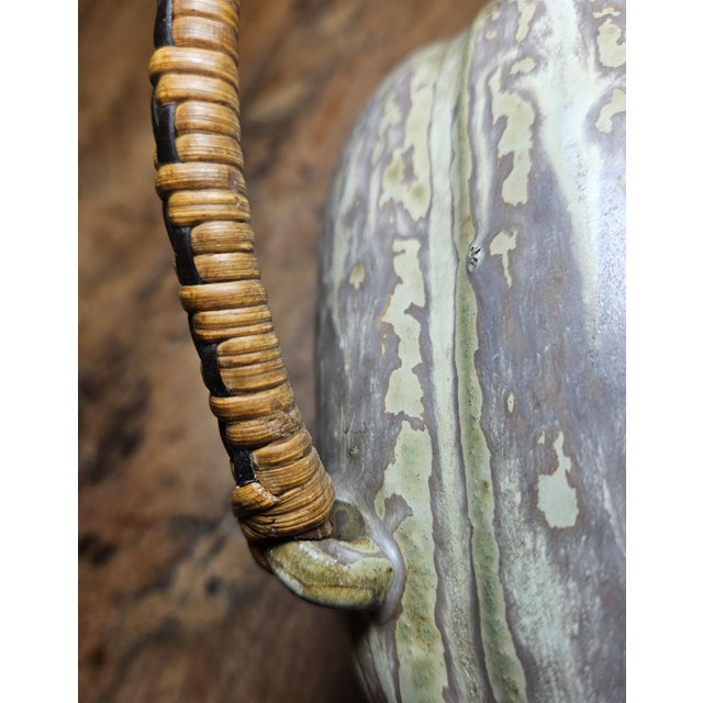 1940s Arne Bang Woven Gourd Shaped Rattan Handle Jug For Sale - Image 13 of 13