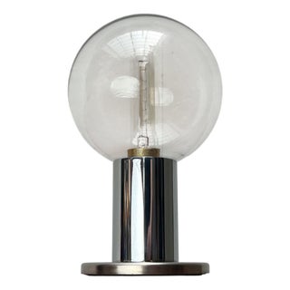 Vintage German Space Age Table Lamp in Chrome and Glass by Motoko Ishii for Staff, 1970s For Sale
