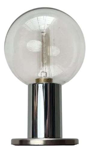 Vintage German Space Age Table Lamp in Chrome and Glass by Motoko Ishii for Staff, 1970s