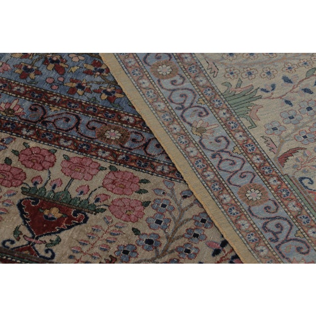 Navy Blue Antique Kashan Persian Silk Runner With All-Over Floral Pattern - Rug & Kilim For Sale - Image 8 of 10