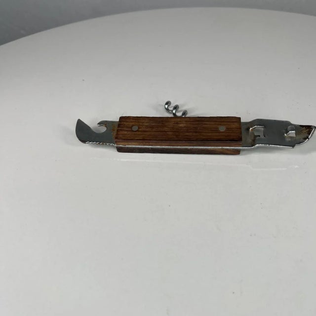 AMBIANIC presents Mid 20th Century Vintage Old Wine Bottle Opener Japan Wood and Metal 6.5 w x 1.25 x .75 d Preowned...