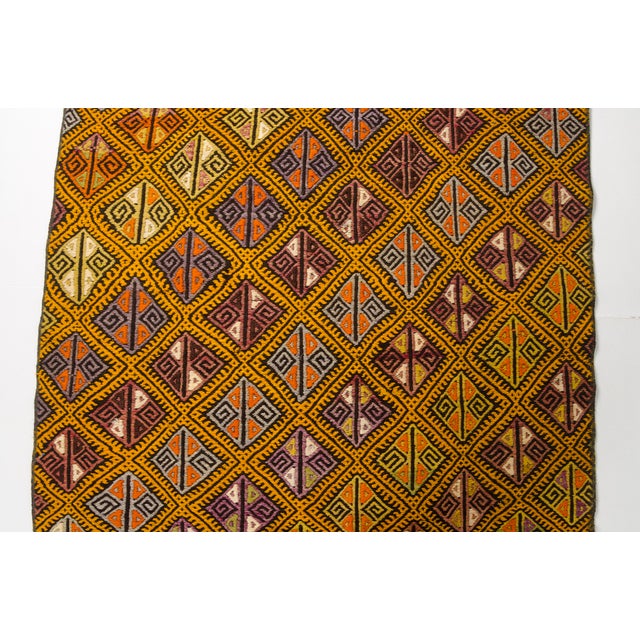 Turkish Handwoven Apricot Colour Vintage Kilim Runner For Sale - Image 3 of 10