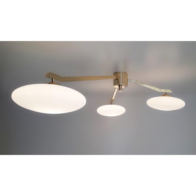 Trio Angolo Polished Brass Matte White Glass Flush Mount by Fabio LTD For Sale - Image 6 of 7