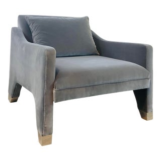Modern Gray Velvet Lyndon Club Chair For Sale