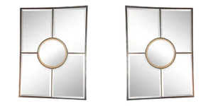 Contemporary Design Frères Solid Brass Beveled 'Quadrature' Mirrors - a Pair