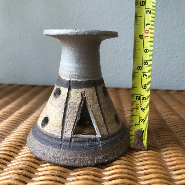 Vintage Boho Studio Pottery Candle Stick Holder For Sale - Image 9 of 11