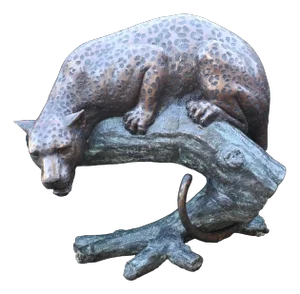 Large Bronze Panther Statue Garden Cat Sculpture