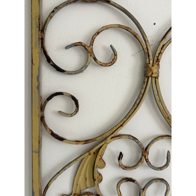 Vintage 36" Wrought Iron Scroll Wall Panel With Cast Leaf Accents For Sale - Image 14 of 17