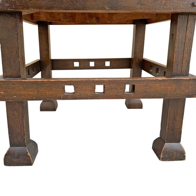 Early 20th Century English Arts & Crafts Leather Top Stool For Sale - Image 10 of 13