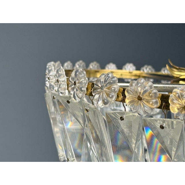 Neoclassical, Basket Pendant Light, Bronze, Crystal, France, 20th C. For Sale - Image 9 of 17