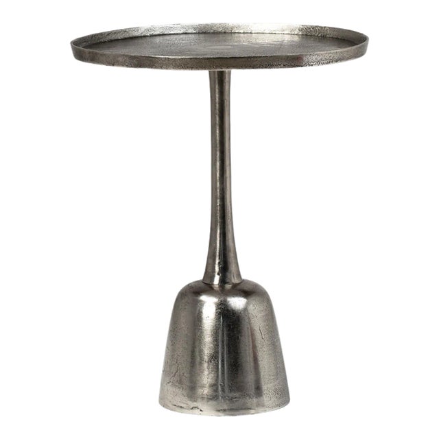 Round Nickel Side Table For Sale