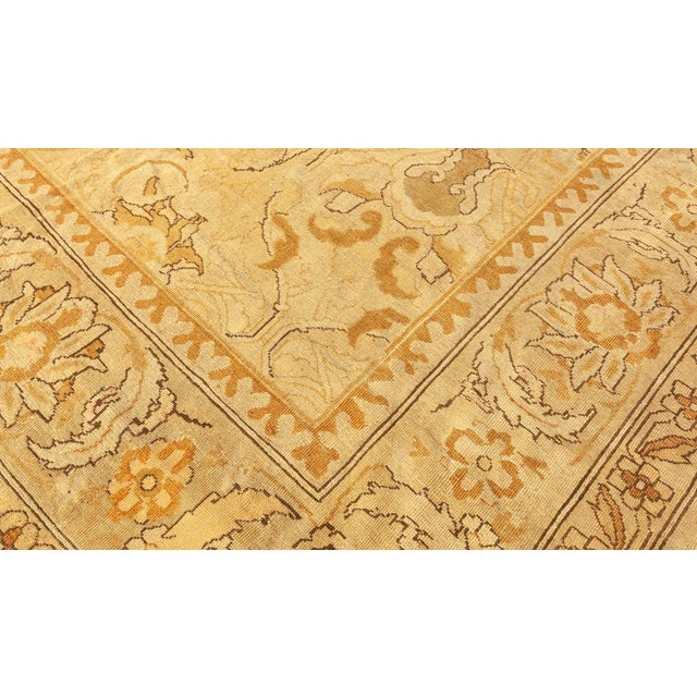 Late 19th Century Antique Indian Amritsar Botanic Brown Hand Knotted Wool Carpet For Sale - Image 5 of 8