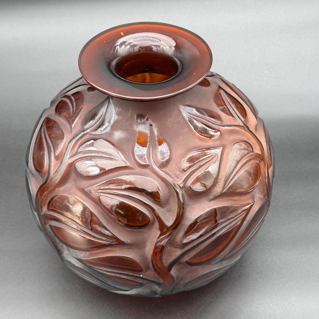 René Lalique Amber Glass Sophora Vase by R. Lalique, 1926 For Sale - Image 4 of 11