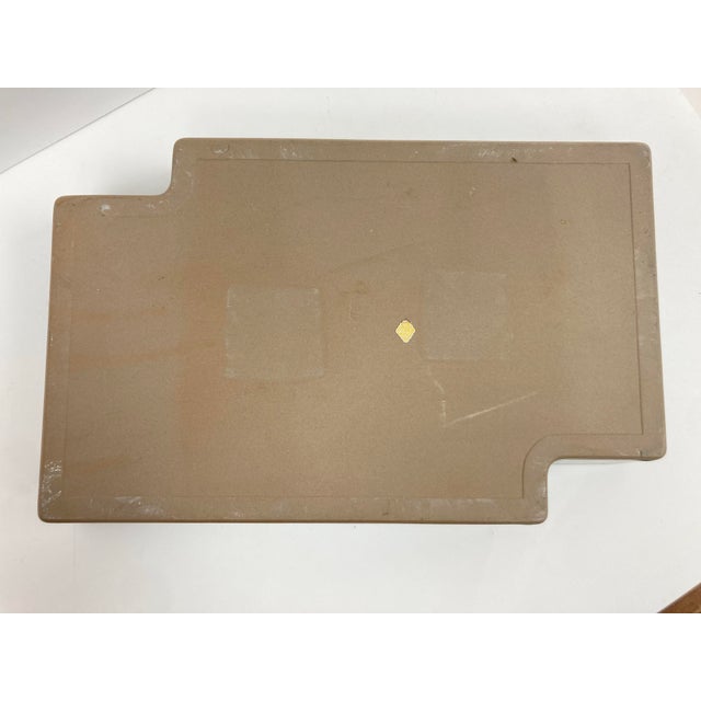 Sky Blue Japanese Mid 20th Century Glazed Ceramic Ikebana Tray With Interlocking Squares Form For Sale - Image 8 of 11