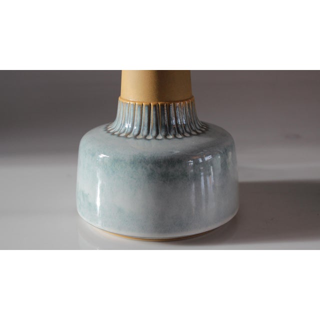 Textile Danish Light Blue Glazed Ceramic Table Lamps by Einar Johansen for Søholm, 1960s, Set of 2 For Sale - Image 7 of 13