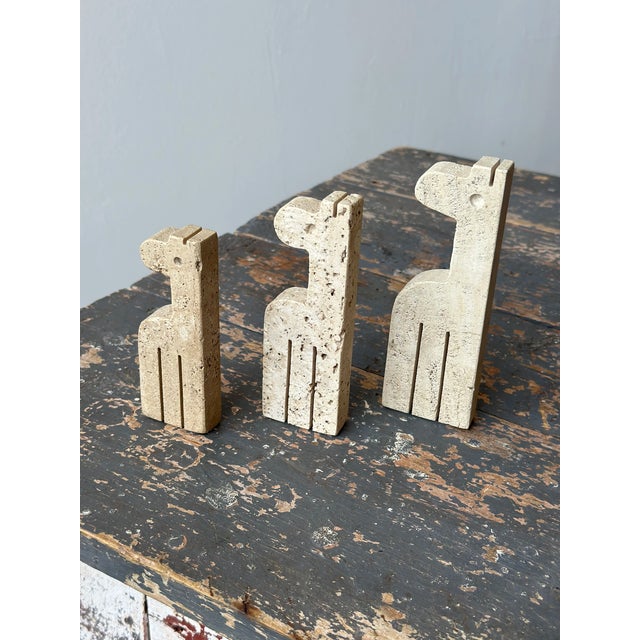 Cream Vintage Travertine Giraffe Sculpture Trio by Fratelli Mannelli, Circa 1970s For Sale - Image 8 of 12