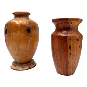 Pair of Signed h.p. Hand-Turned Exotic Wood Vases
