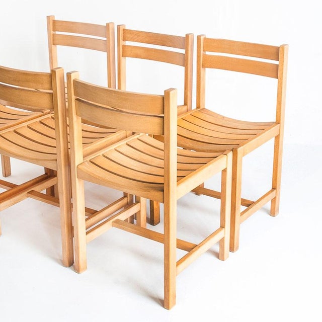 Beech Dining Chairs attributed to André Sornay, France, 1960s, Set of 6 For Sale - Image 6 of 16