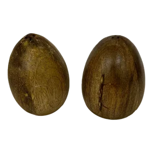 Handmade Hardwood Egg Shaped Salt and Pepper Shakers - a Pair