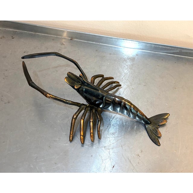1960s Large Brass Shrimp Figurine For Sale - Image 5 of 5