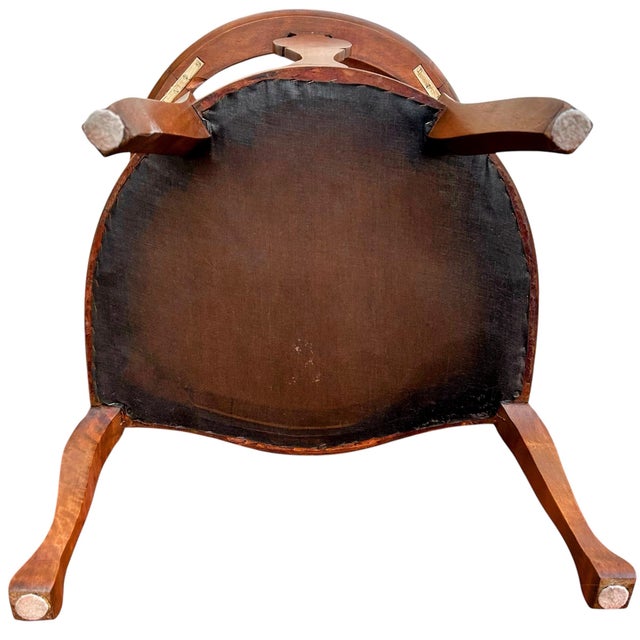 Antique Edwardian Mahogany Tub Chair With Red Suede Seat For Sale - Image 12 of 12