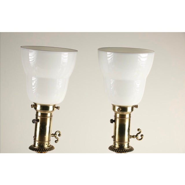 Vintage Rare “Gilbert” Brass Lamps W/ White Glass Shade a Pair Chairish