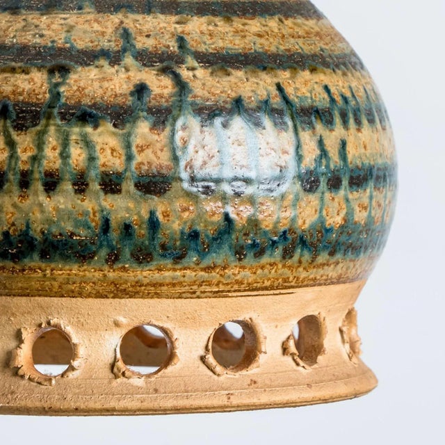 Brown Green Ceramic Pendant Light, Denmark, 1970s For Sale - Image 8 of 12