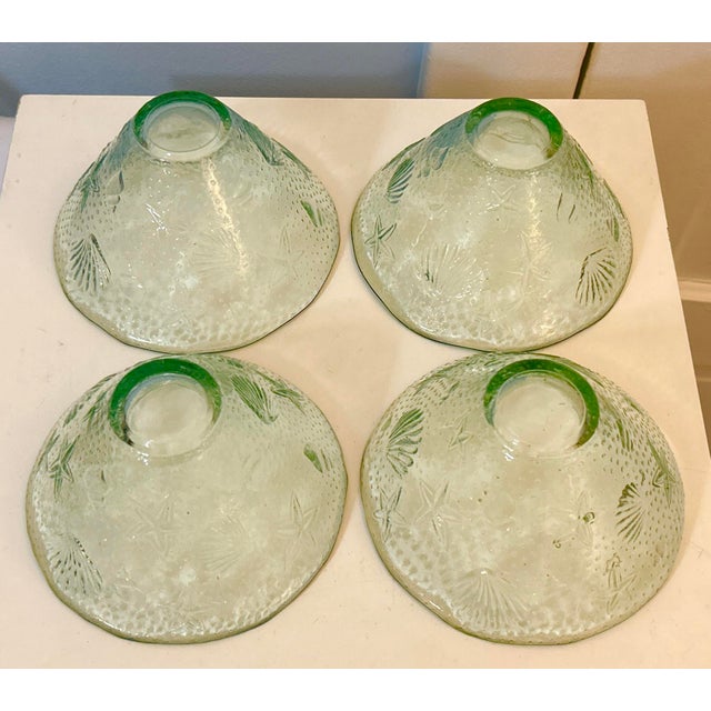 Green Glass Embossed Server & Salad Bowls - Set of 5 For Sale - Image 9 of 9