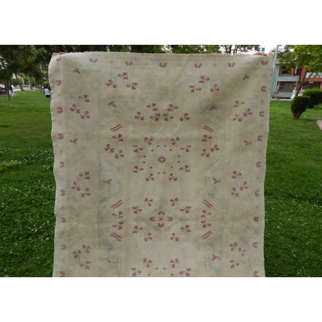 Beige Vintage Hand Knotted Turkish Rug For Sale - Image 8 of 12