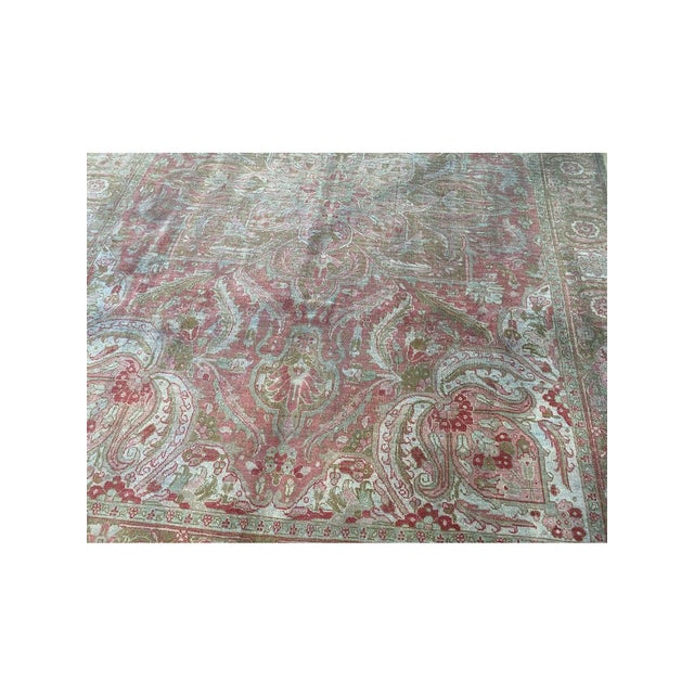 Pink Vintage Handwoven Persian Heriz Area Rug 10x13 For Sale - Image 8 of 10