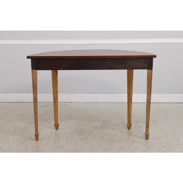 Adam Gold Gilted Satinwood Inlaid Demilune Console Table For Sale - Image 16 of 16