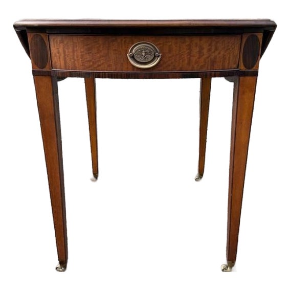 Vintage Federal-Style Burled Wood Pembroke Drop Leaf Side Table For Sale