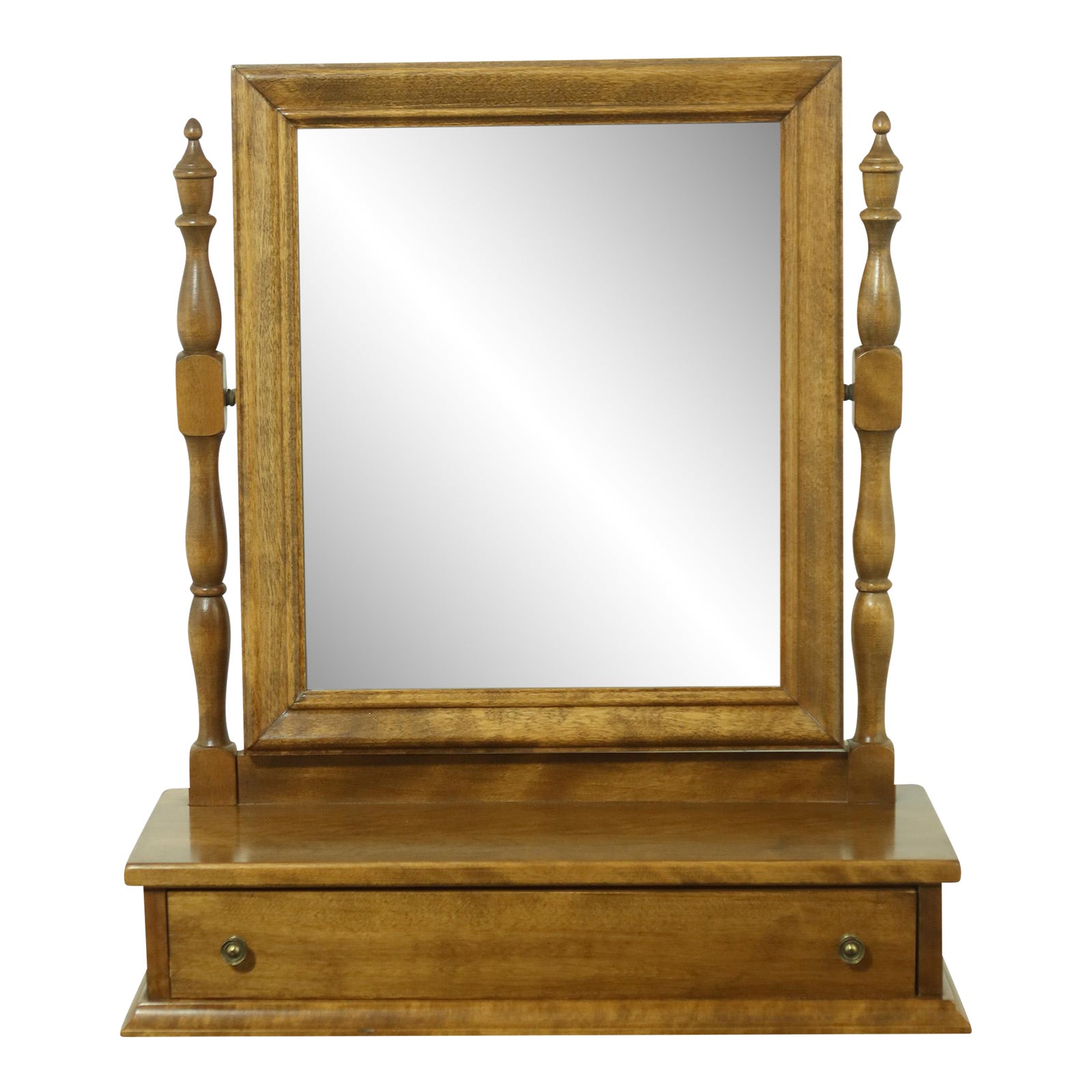 1990s Ethan Allen Nutmeg Maple 1 Drawer Shaving Mirror Chairish