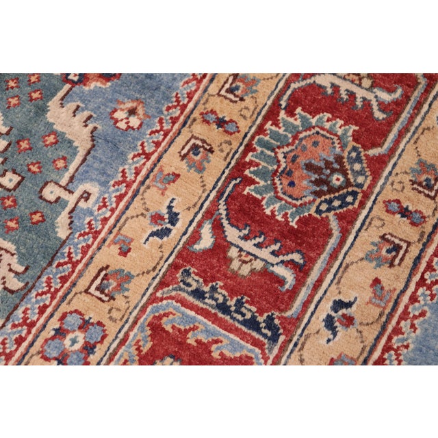 Bohemian Kazak Light Blue/Red Wool Rug - 8'0''x9'10'' For Sale In New York - Image 6 of 10
