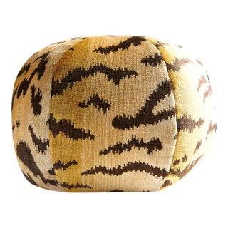 The House of Scalamandré Tigre Silk Sphere Pillow, Ivory, Gold & Black For Sale