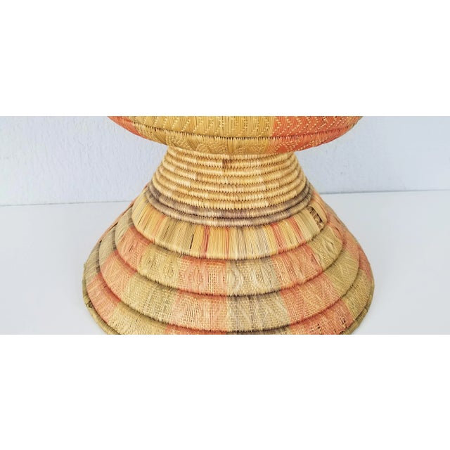 Textile Vintage Artisanal African Hand Woven Pedestal Bowl With Lid/Sold For Sale - Image 7 of 9