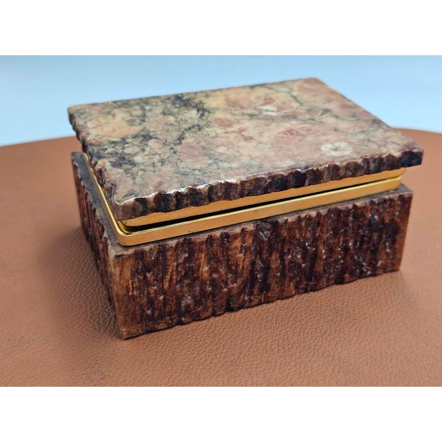 Brown Art Deco Marble Box, 1920s For Sale - Image 8 of 8