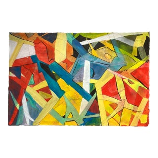 1970’s Original Abstract Watercolor Painting Signed For Sale