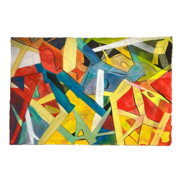 1970’s Original Abstract Watercolor Painting Signed For Sale