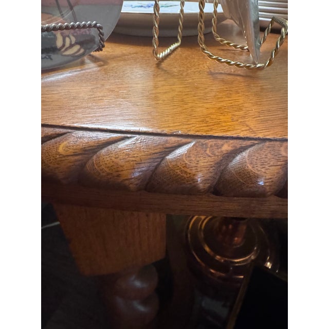 Vintage English Oak Barley Twist Oval Dining / Library Table For Sale - Image 9 of 10
