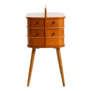 Mid-Century Modern Teak Sewing Box with Hinged Compartments, 1950s For Sale