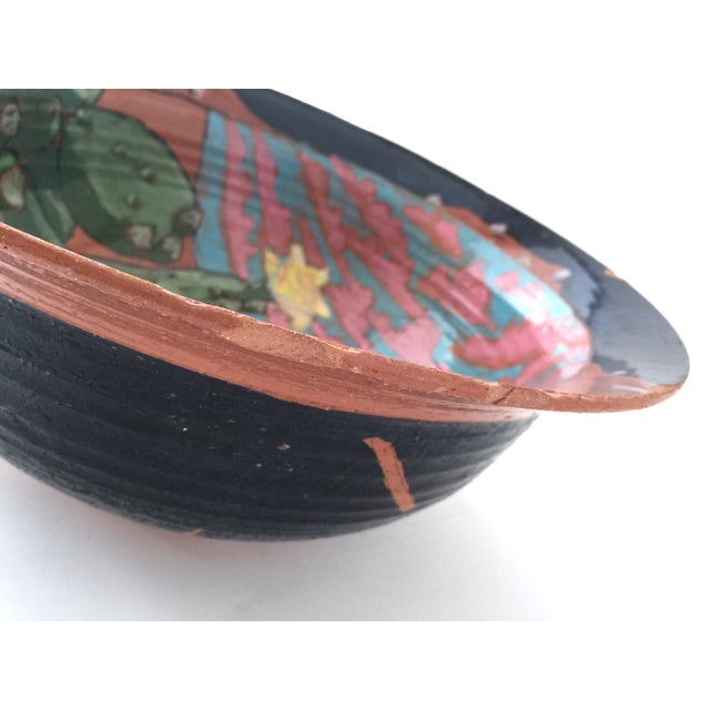 Large Vintage Armin E. Müller Signed Earthenware Farmhouse Rooster Bowl For Sale - Image 10 of 13