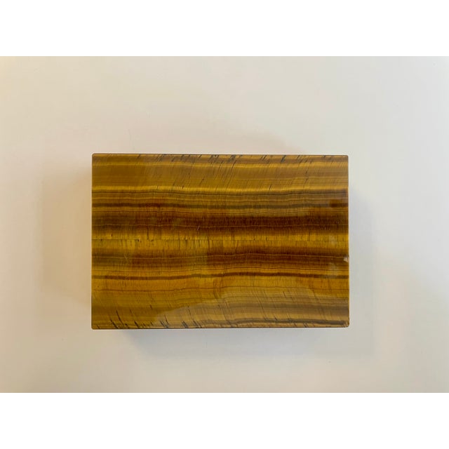 Metal Handcrafted Tigers Eye Box with Sterling Silver Hinge, 1950 For Sale - Image 7 of 13