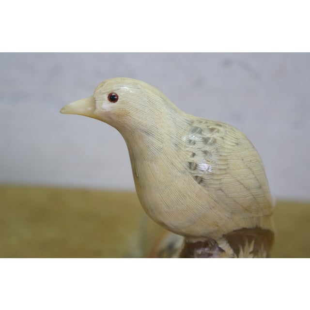Mid 20th Century Justa Carved Buffalo Horn Bird Figurine on Wood Base MCM Sculpture For Sale - Image 9 of 11