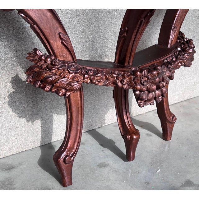 19th French Regency Wall Carved Walnut Console Table For Sale - Image 4 of 9