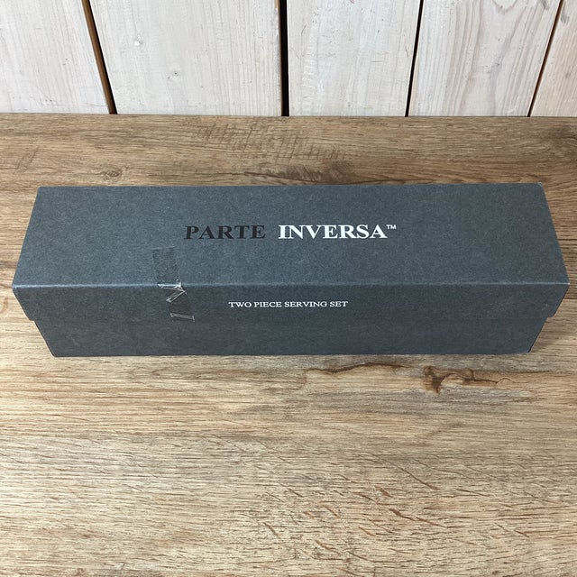 1990s Parte Inversa Stainless 18/10 by Ameico 2 Piece Salad Serving Set For Sale - Image 12 of 12